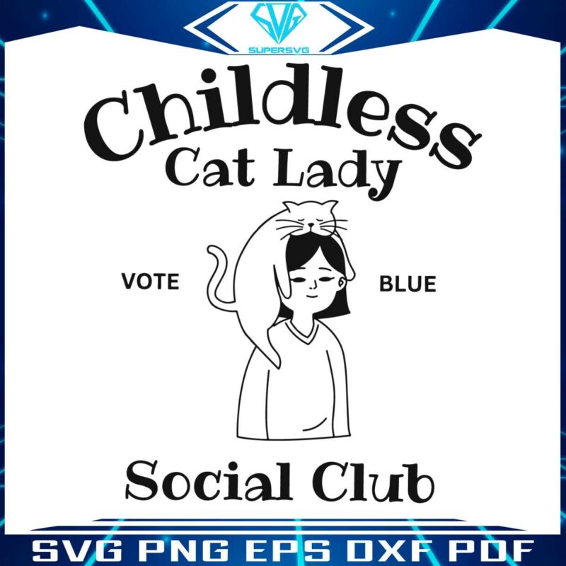 childless-cat-lady-social-club-vote-blue-svg