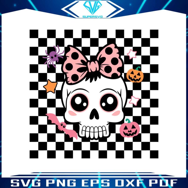 halloween-coquette-cute-skull-checkered-svg