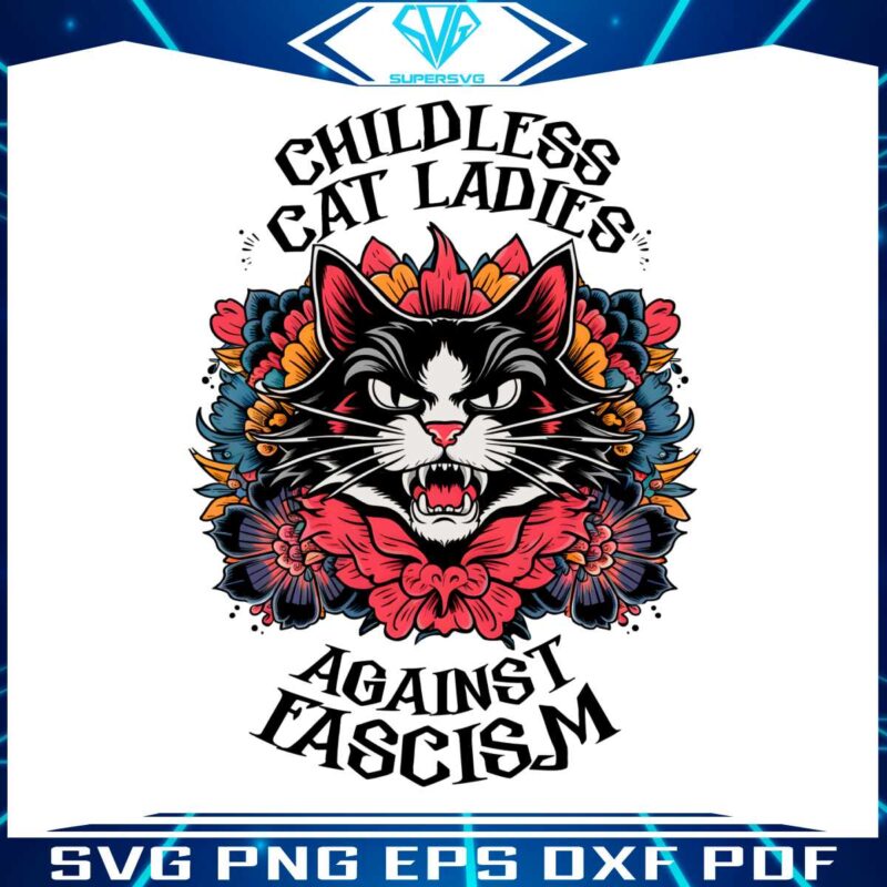 childless-cat-ladies-against-fascism-floral-cat-png