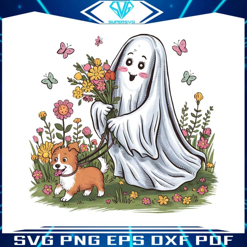 cute-dog-mom-floral-ghost-dog-png