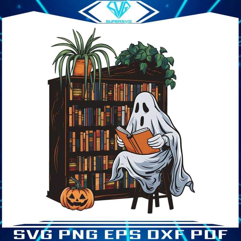 bookish-ghost-spooky-library-book-lover-reading-png