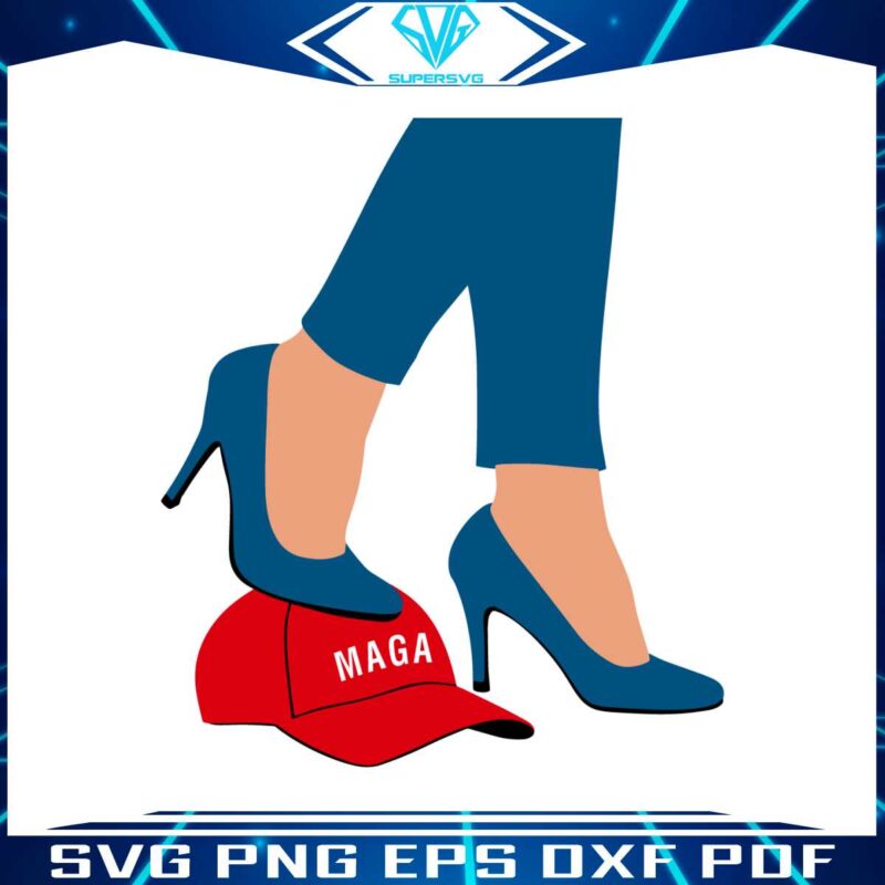 heels-stepping-on-red-maga-hat-svg