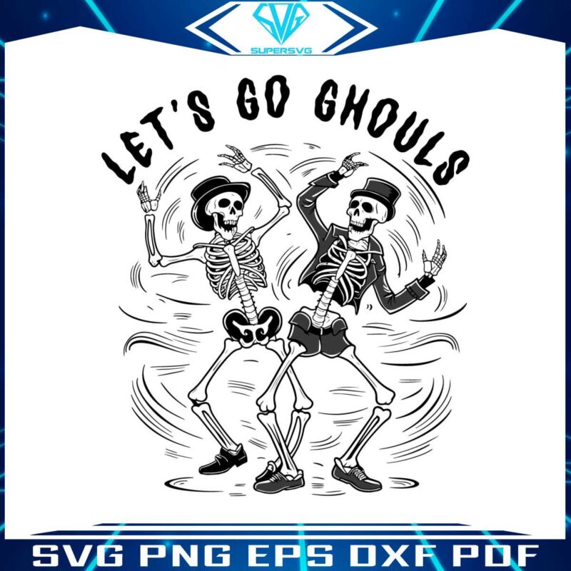 western-halloween-lets-go-ghouls-dancing-skeleton-svg