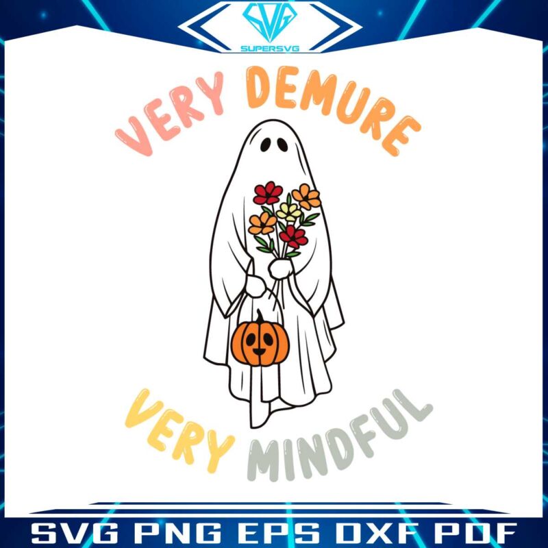 very-demure-very-cutesy-halloween-floral-cute-ghost-svg