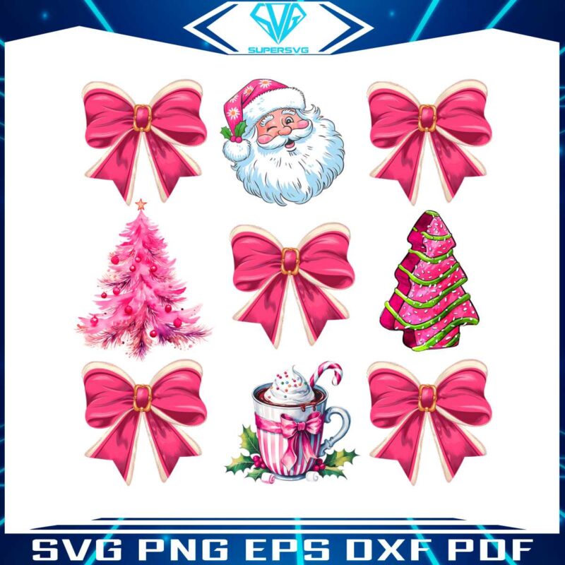 pink-coquette-christmas-santa-claus-tree-cake-hot-cocoa-png