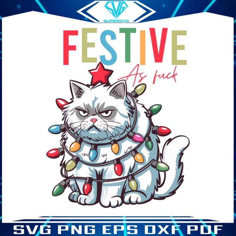 feline-festive-as-fuck-funny-christmas-cat-cute-cat-mom-christmas-tree-svg