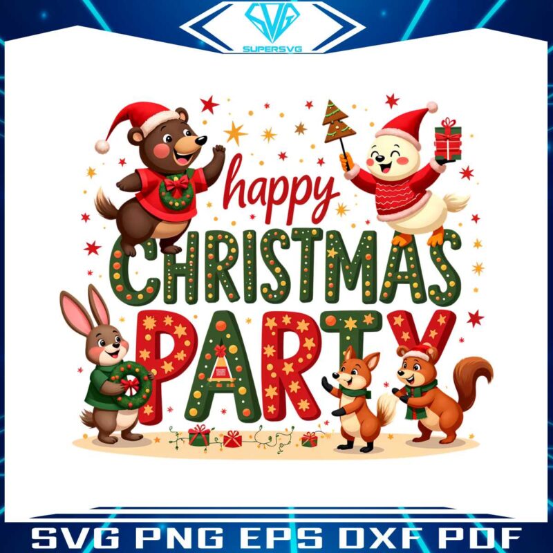 cartoon-happy-christmas-party-2024-christmas-farm-animal-png