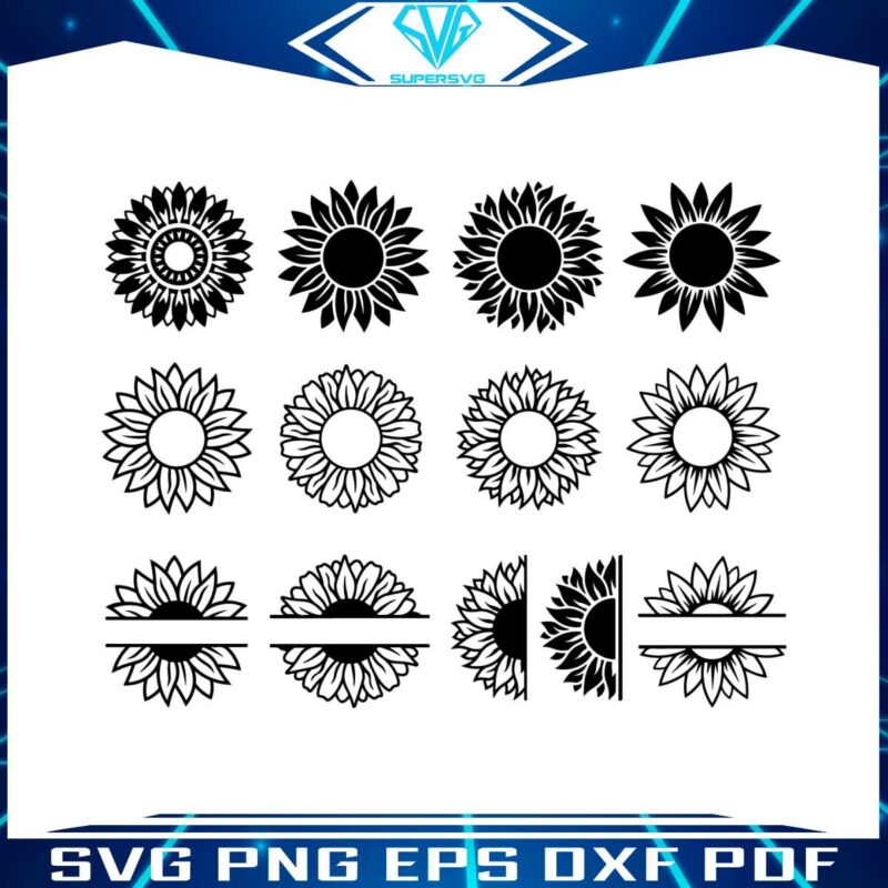 sunflower-black-and-white-svg-bundle