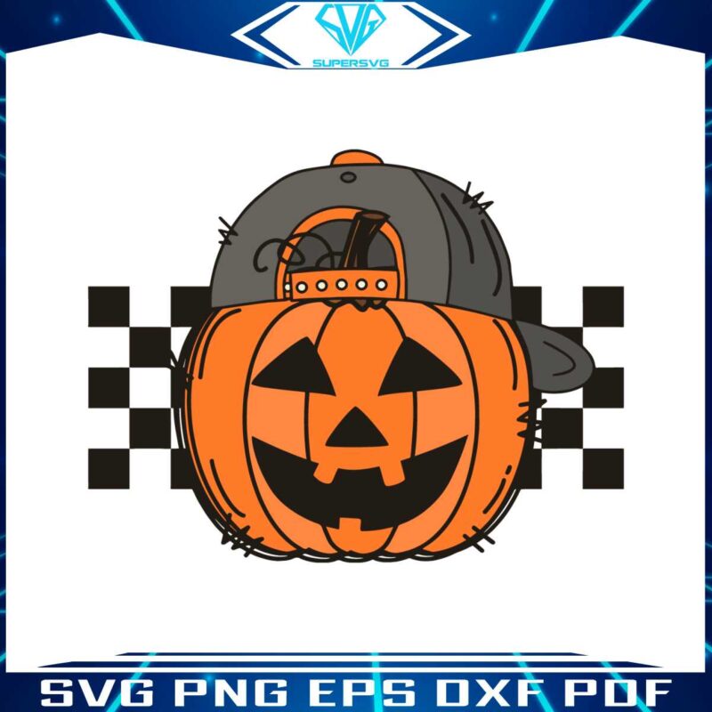 checkered-pumpkin-cap-halloween-svg