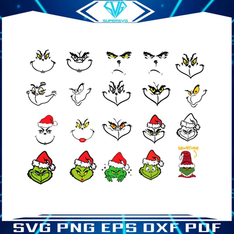 christmas-grinch-face-santa-hat-art-svg-bundle