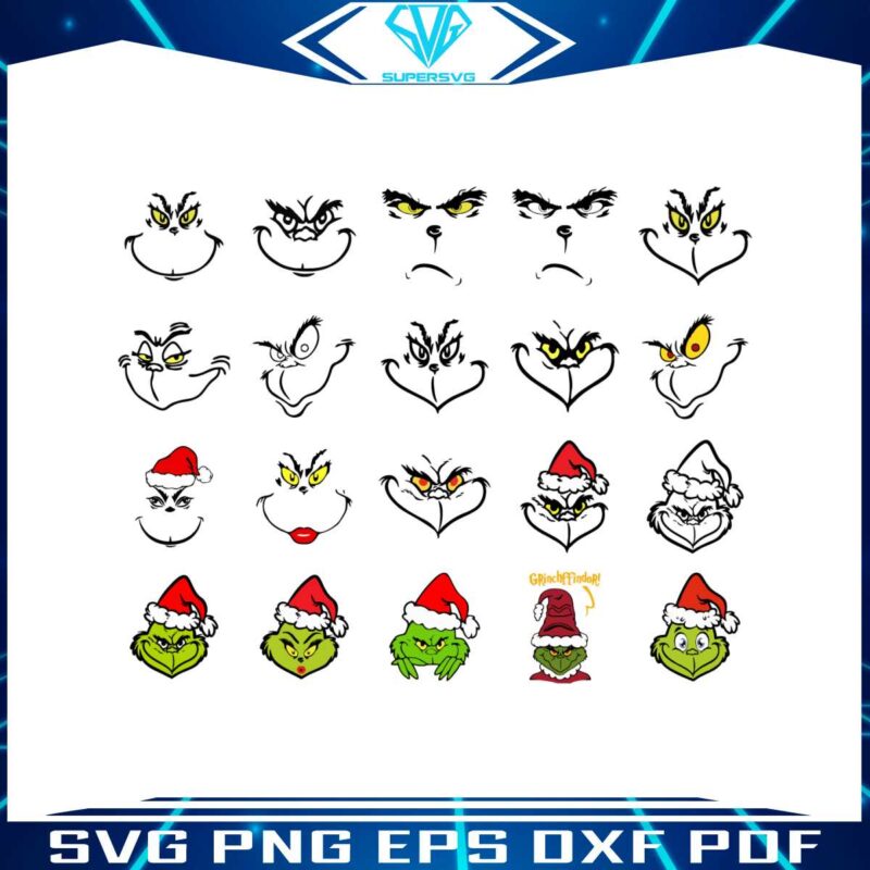 bundle-grinch-face-and-grinch-head-funny-grinchmas-svg