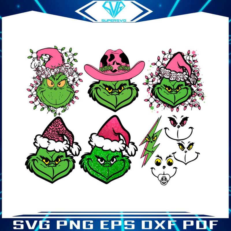 retro-pink-christmas-grinch-head-and-face-western-grinchmas-svg-png-bundle