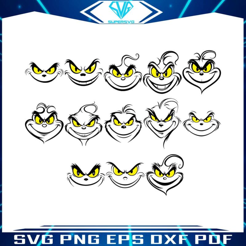 grinch-smiley-face-outline-svg-bundle