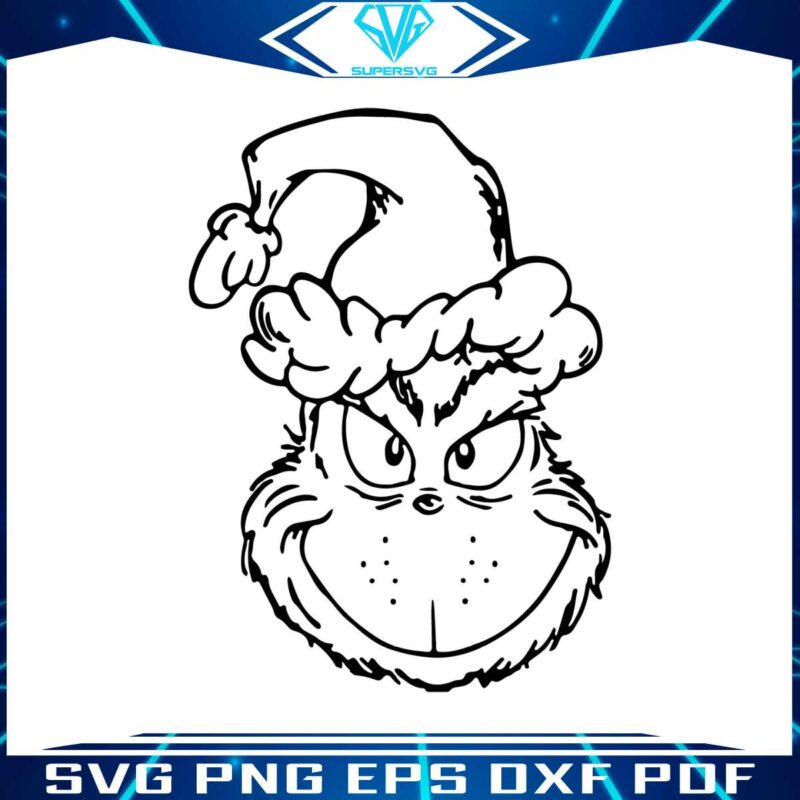 christmas-grinch-head-santa-hat-outline-svg