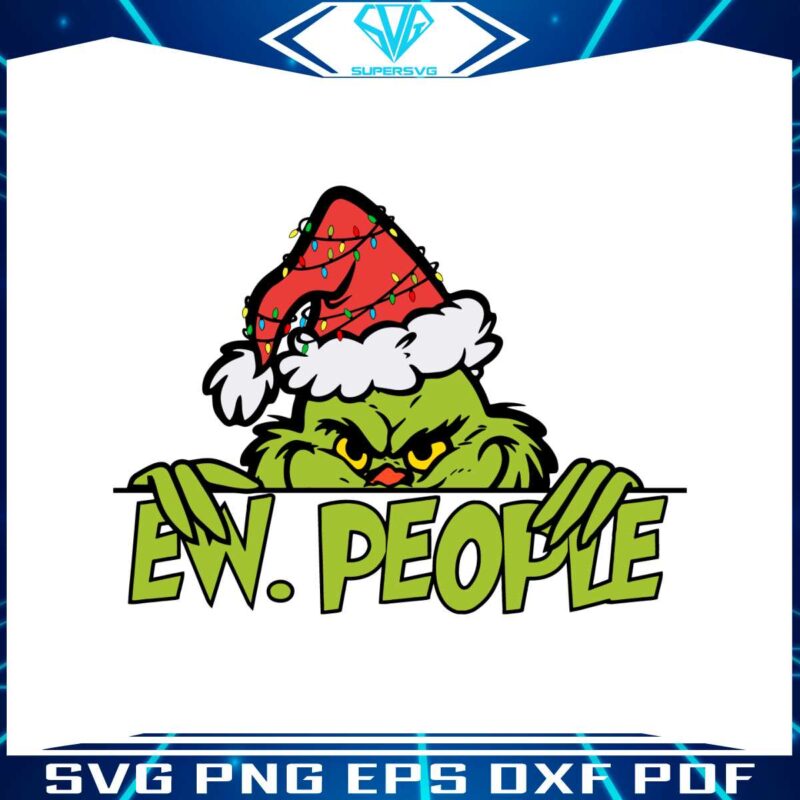 retro-funny-ew-people-grinchmas-santa-hat-christmas-light-svg