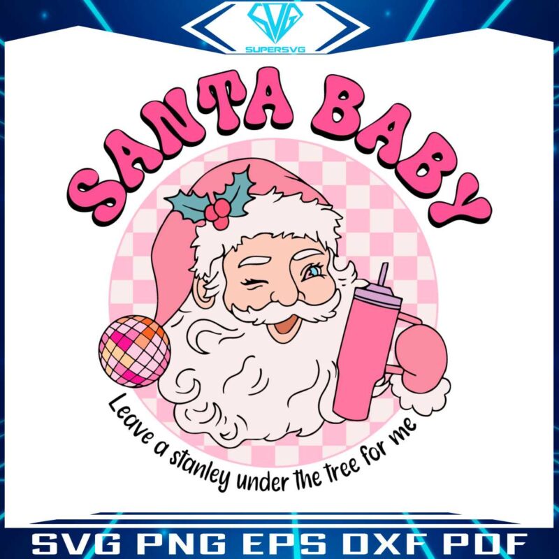 retro-groovy-pink-santa-baby-checkered-svg