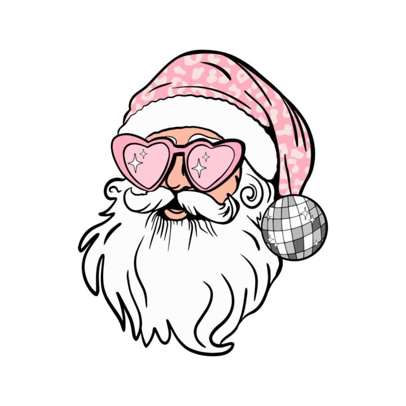 retro-pink-santa-claus-leopard-santa-hat-sunglasses-svg