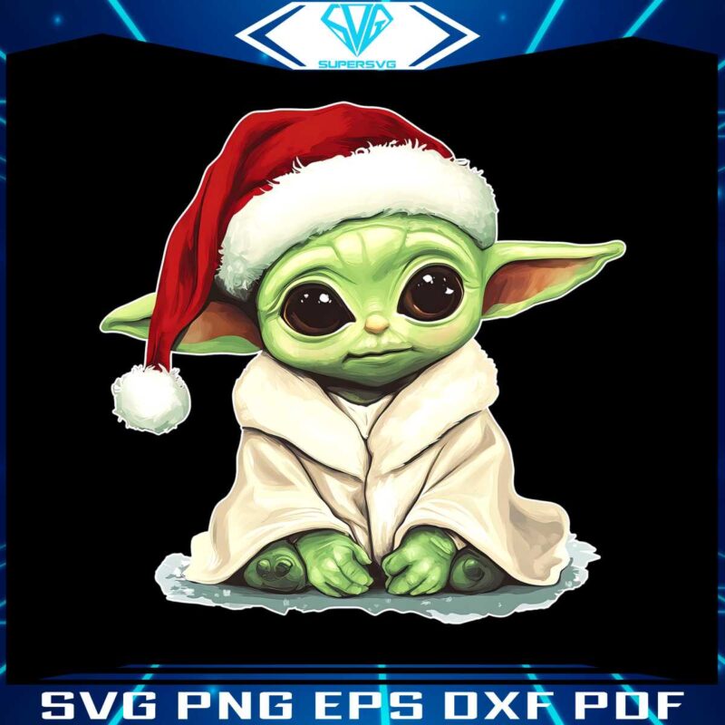 retro-watercolor-star-wars-baby-yoda-christmas-santa-hat-png