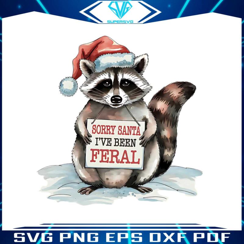 sorry-santa-ive-been-feral-christmas-funny-raccoon-mugshot-santa-hat-png