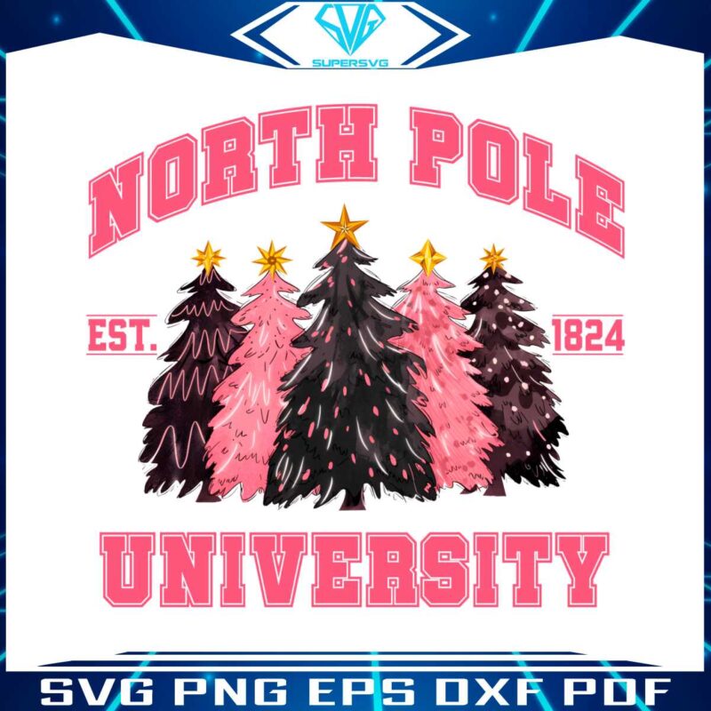 retro-vintage-pink-christmas-tree-north-pole-university-png