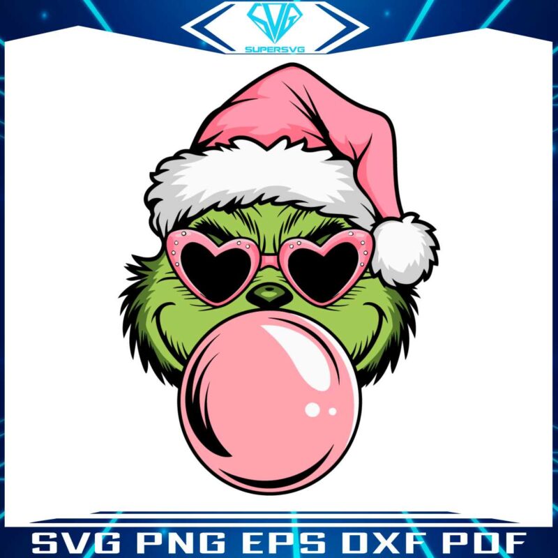 pink-christmas-grinch-blowing-bubble-heart-sunglasses-svg