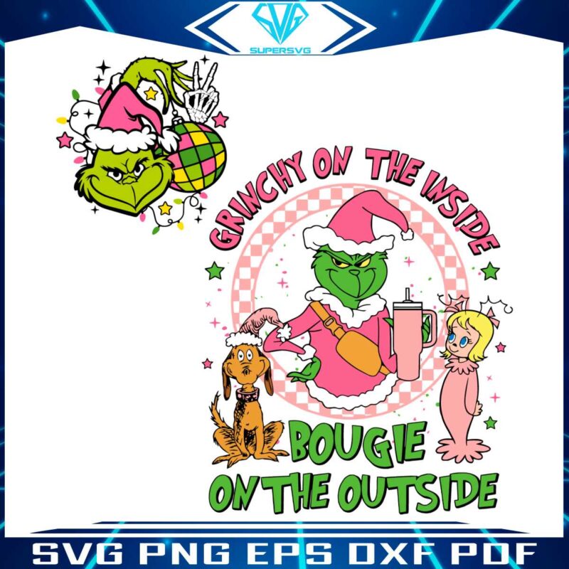 retro-christmas-grinchy-on-the-inside-bougie-on-the-outside-svg