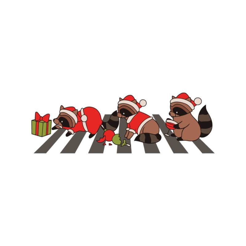 racoon-christmas-santa-hat-cross-the-road-svg