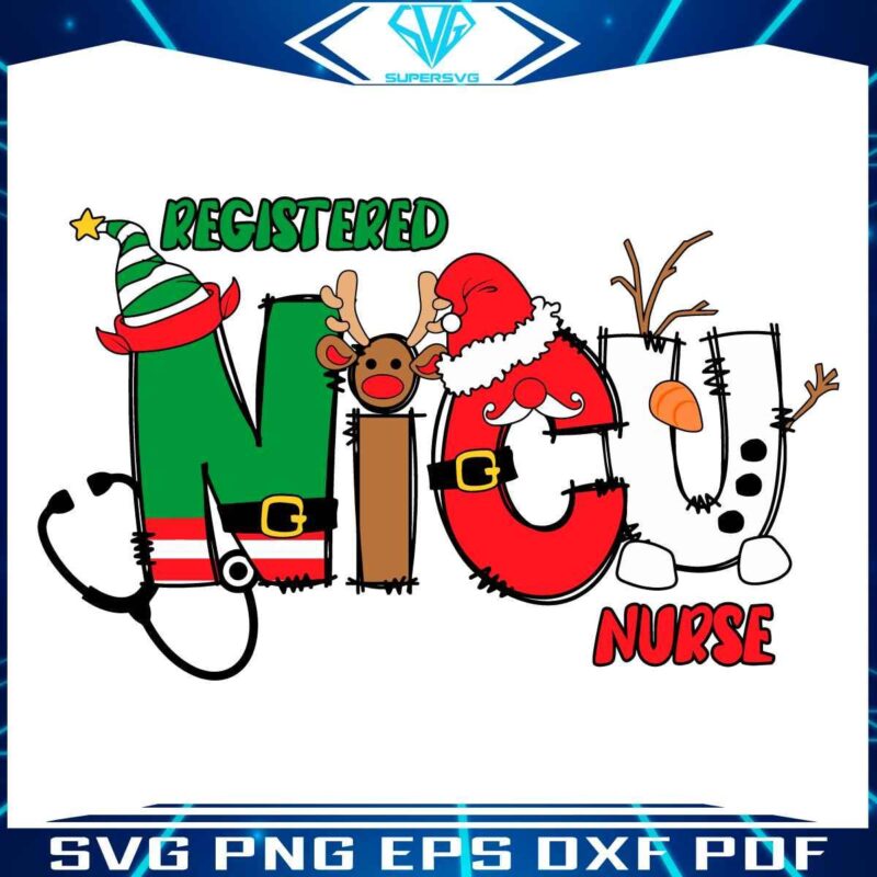 NICU Nurse Elf Santa Hat SVG Design