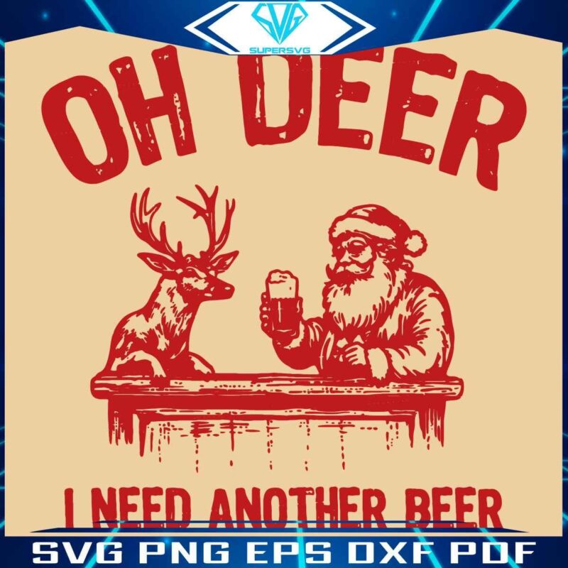 Quirky Retro Santa Reindeer SVG for Beer Lovers