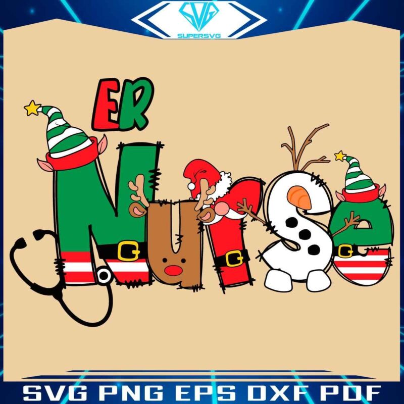 Santa Hat SVG for ER Nurse Christmas Elf