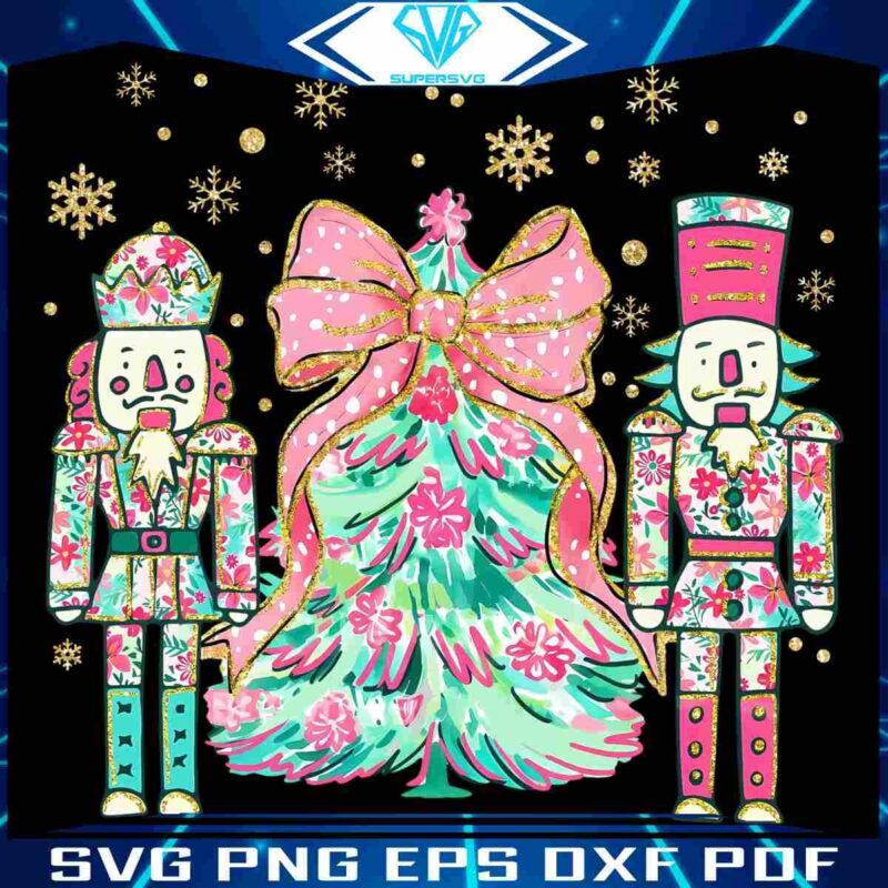 Sparkling Floral Christmas Tree Nutcracker PNG