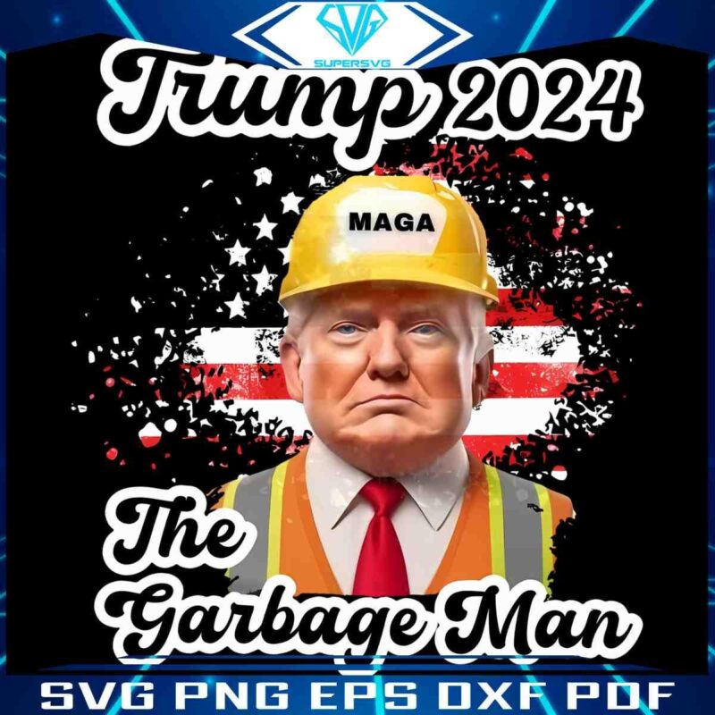 Trump 2024 Patriotic Garbage Man with MAGA American Flag SVG