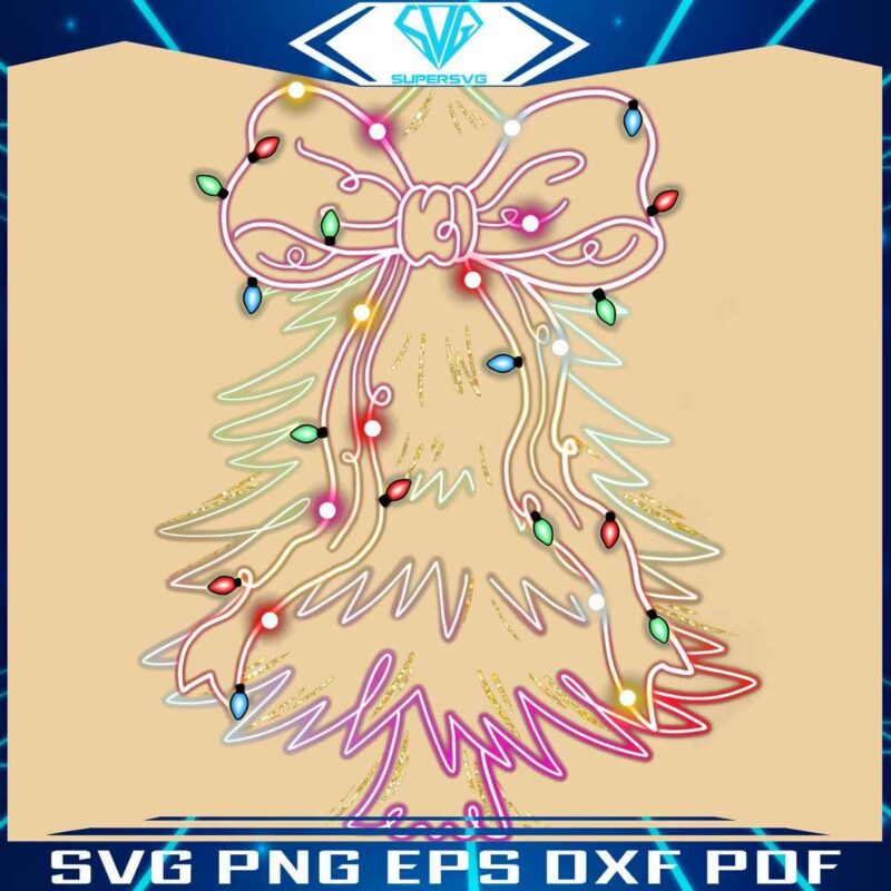 Vibrant Christmas Tree with Glittery Bow SVG