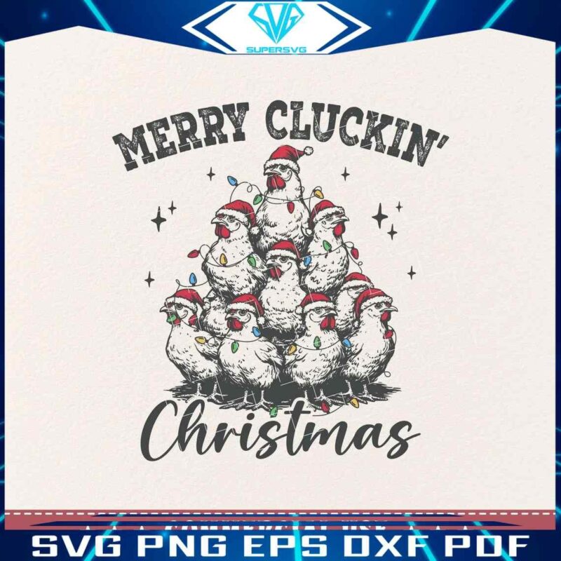 Vintage Festive Chicken Santa Hat SVG