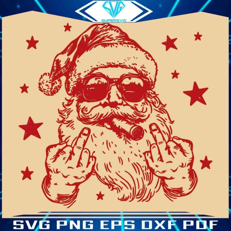 Vintage Santa Gesture Smoking SVG