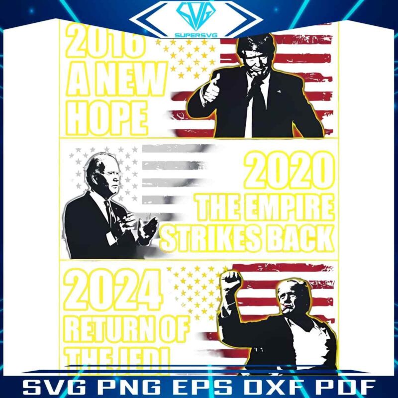 2024 Trump Returns Jedi Silhouette American Flag PNG