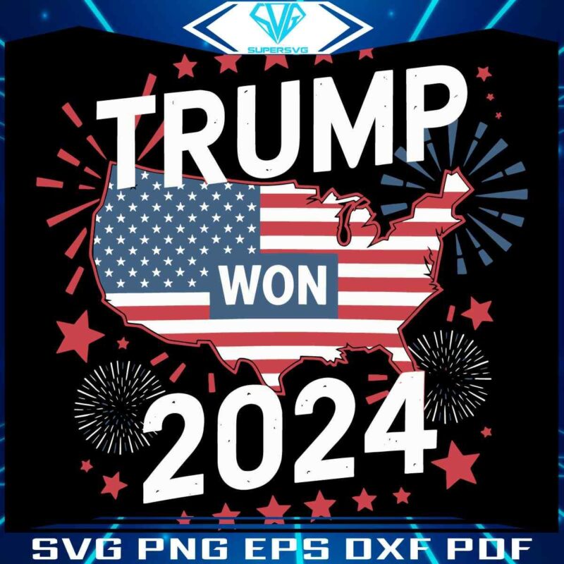 2024 US Flag Map SVG Trump Victory