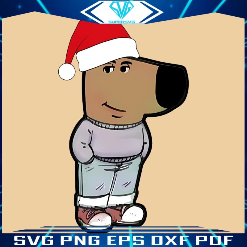 Chill Santa Dog Meme in Santa Hat PNG