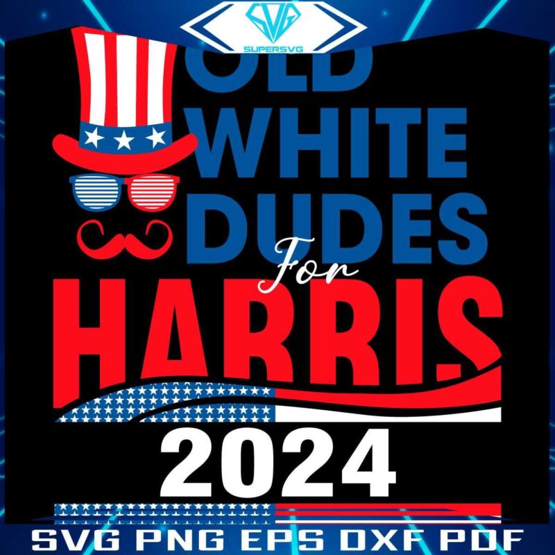 Classic Patriotic SVG White Men Support Harris in 2024