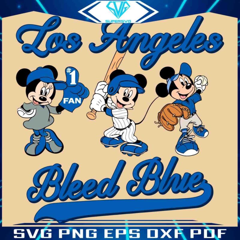 Disney Los Angeles Baseball SVG Mickey and Minnie Bleed Blue