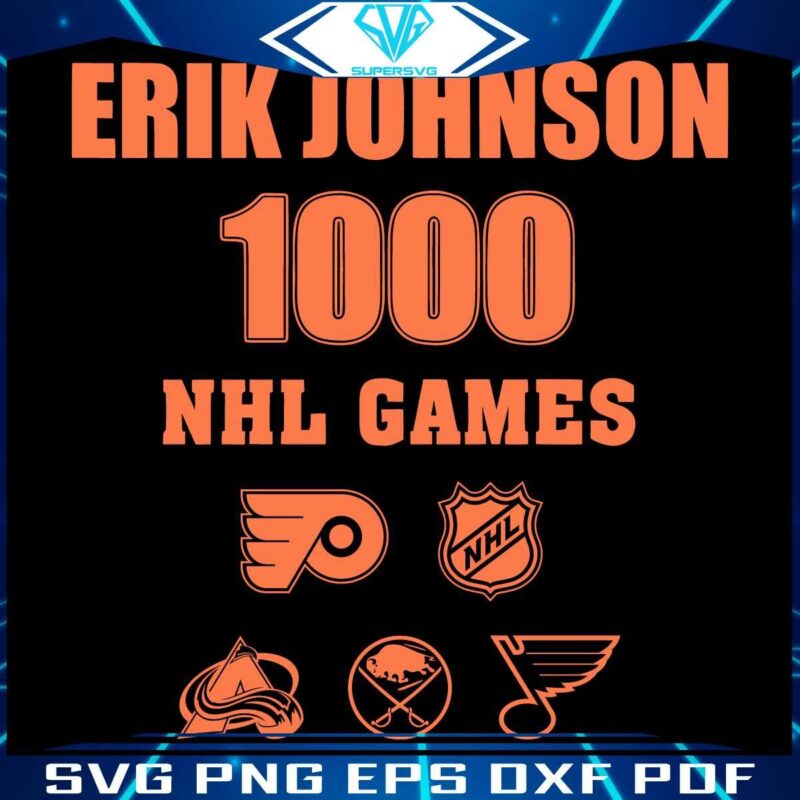 Erik Johnsons NHL Milestone 1000 Games SVG