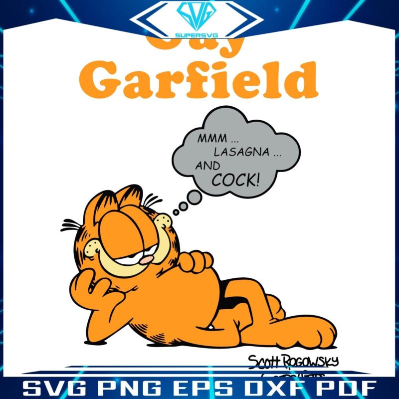 Funny Gay Garfield Meme Lasagna and Cock in SVG Format