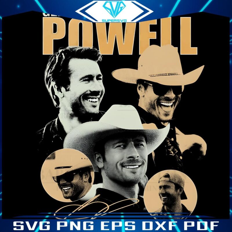 Glen Powell Cowboy Vintage PNG Art.