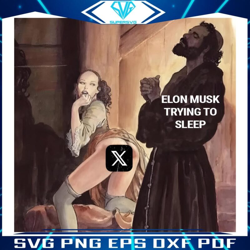 Humorous Elon Musk Sleep Meme PNG for X Fans