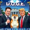 Humorous Trump and Musk Doge with American Flag PNG