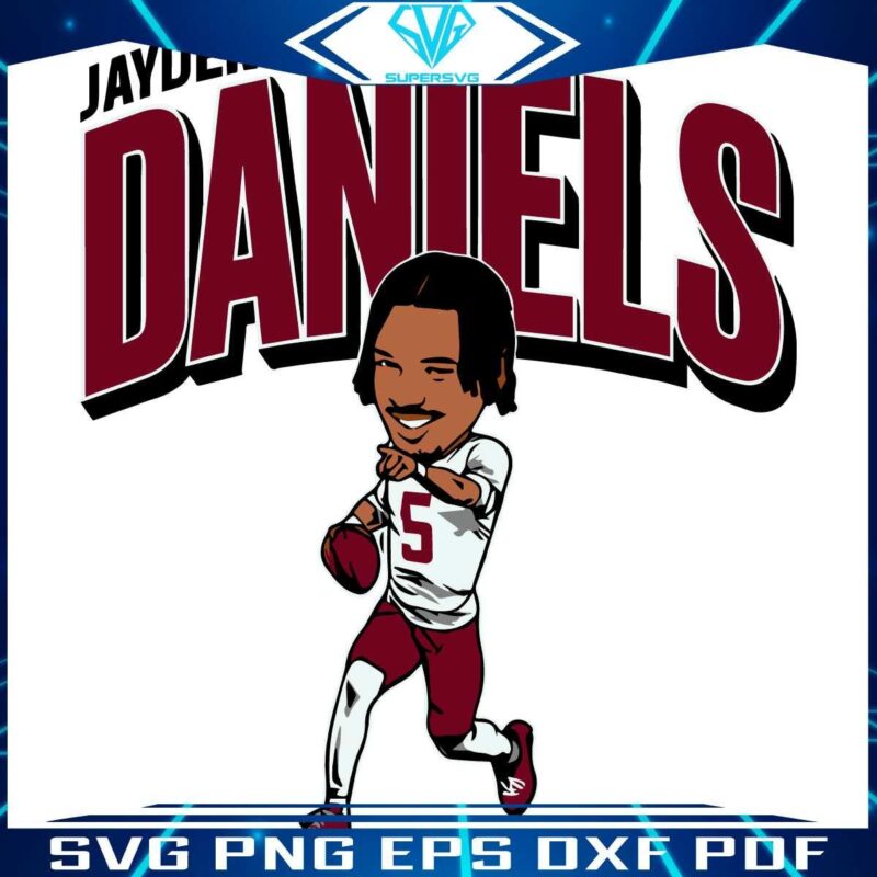 Jayden Daniels Illustrated as Washington Football Player PNG