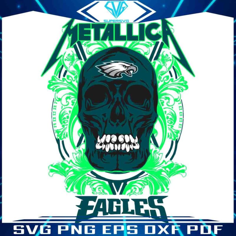 Metallica Skull Eagles Football SVG Design