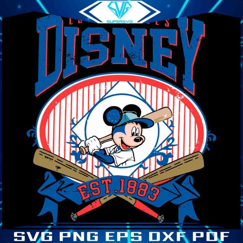 Retro LA Dodgers Mickey Mouse Baseball SVG