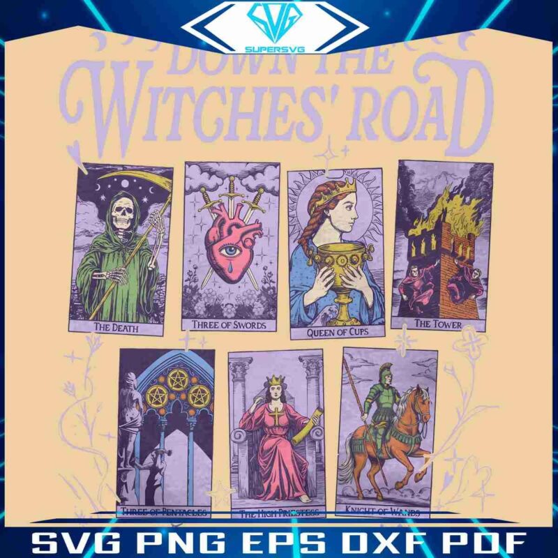 Retro Witchy Path Tarot Cards in PNG format