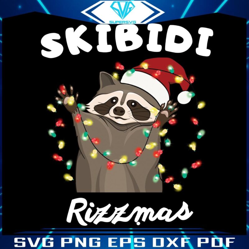 Skibidi Rizzmas Hilarious Christmas Raccoon PNG